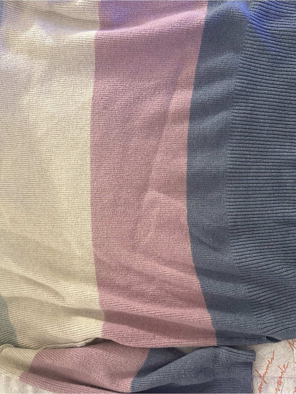 Hippie Rose Colorblock Crewneck Sweater in Cream, Mauve & Slate Blue
